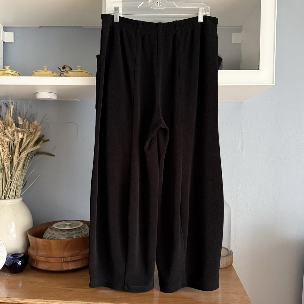 Connie’s Moonlight Lagenlook Wide Leg Cropped Pants Black XXL Textured Stretch - Picture 3 of 4